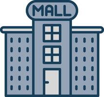 Shopping Mall Line Filled Grey Icon vector