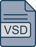 VSD File Format Line Filled Grey Icon vector