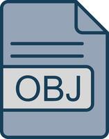 OBJ File Format Line Filled Grey Icon vector