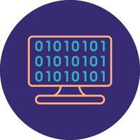 Binary Code Line Two Color Circle Icon vector
