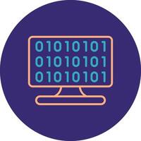 Binary Code Line Two Color Circle Icon vector