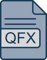 qfx archivo formato línea lleno gris icono vector