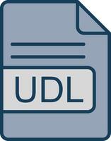 udl archivo formato línea lleno gris icono vector