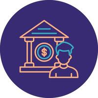 Banker Line Two Color Circle Icon vector