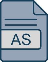 AS File Format Line Filled Grey Icon vector