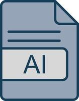 AI File Format Line Filled Grey Icon vector