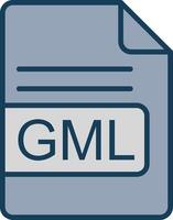 GML File Format Line Filled Grey Icon vector