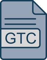 GTC File Format Line Filled Grey Icon vector