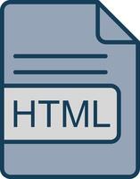 HTML File Format Line Filled Grey Icon vector