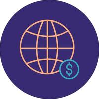 Global Economy Line Two Color Circle Icon vector