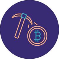 Bitcoin Mining Line Two Color Circle Icon vector