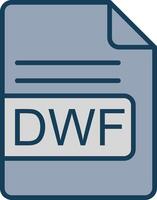 dwf archivo formato línea lleno gris icono vector