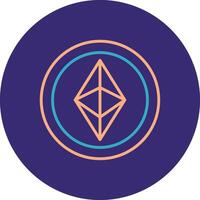 Ethereum Line Two Color Circle Icon vector