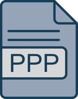 PPP File Format Line Filled Grey Icon vector