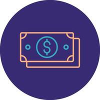 Dollar Bill Line Two Color Circle Icon vector