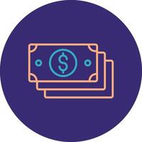 Cash Line Two Color Circle Icon vector