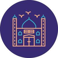 Mosque Line Two Color Circle Icon vector