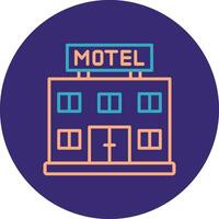 motel línea dos color circulo icono vector