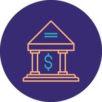 Bank Line Two Color Circle Icon vector