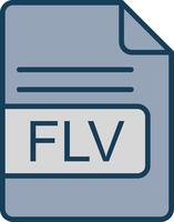 FLV File Format Line Filled Grey Icon vector