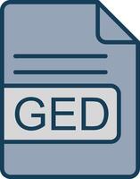 GED File Format Line Filled Grey Icon vector