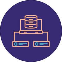 Data Network Line Two Color Circle Icon vector