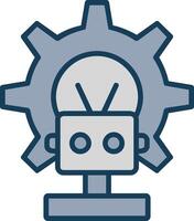 robot línea lleno gris icono vector