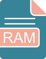 RAM archivo formato glifo dos color icono vector