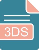 3DS File Format Glyph Two Color Icon vector