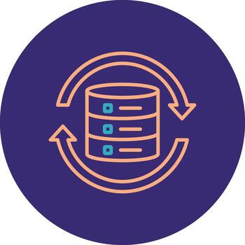Data Synchronization Line Two Color Circle Icon vector