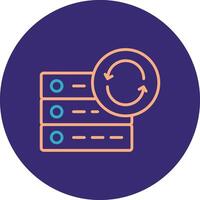 Data Synchronization Line Two Color Circle Icon vector