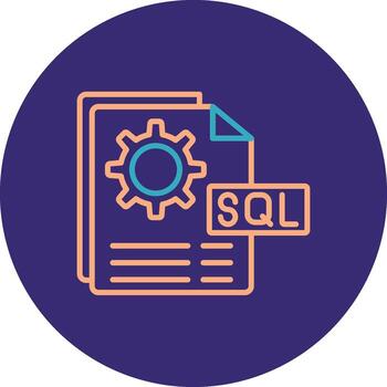 sql archivo línea dos color circulo icono vector
