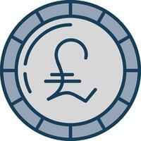libra moneda línea lleno gris icono vector