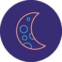 Crescent Moon Line Two Color Circle Icon vector