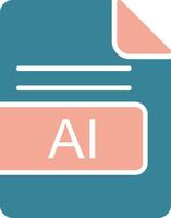 AI File Format Glyph Two Color Icon vector