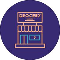 Grocery Store Line Two Color Circle Icon vector