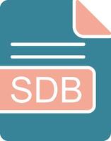 sdb archivo formato glifo dos color icono vector