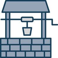 Water Well Line Filled Grey Icon vector