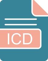 icd archivo formato glifo dos color icono vector