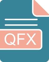 qfx archivo formato glifo dos color icono vector