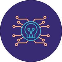 Cyber Attack Line Two Color Circle Icon vector
