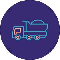 Dumper Truck Line Two Color Circle Icon vector
