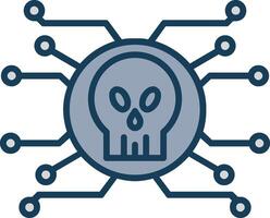 Cyber Attack Line Filled Grey Icon vector