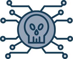 Cyber Attack Line Filled Grey Icon vector