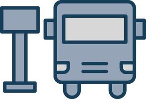 Bus Station Line Filled Grey Icon vector
