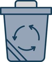 Recycle Bin Line Filled Grey Icon vector