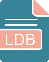 ldb archivo formato glifo dos color icono vector