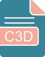 c3d archivo formato glifo dos color icono vector