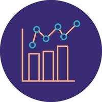 Bar Chart Line Two Color Circle Icon vector