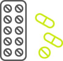 línea de pastillas icono de dos colores vector